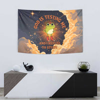 Grumpy Frog Tapestry with Refuse to Study Quote and Starburst Pattern