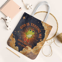 Grumpy Frog Tote Bag with Refuse to Study Quote and Starburst Pattern