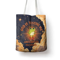 Grumpy Frog Tote Bag with Refuse to Study Quote and Starburst Pattern