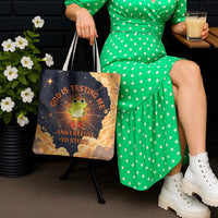 Grumpy Frog Tote Bag with Refuse to Study Quote and Starburst Pattern