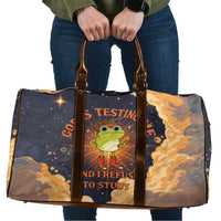 Grumpy Frog Travel Bag with Refuse to Study Quote and Starburst Pattern
