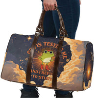 Grumpy Frog Travel Bag with Refuse to Study Quote and Starburst Pattern