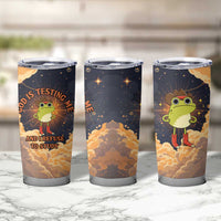Grumpy Frog Tumbler Cup with Refuse to Study Quote and Starburst Pattern