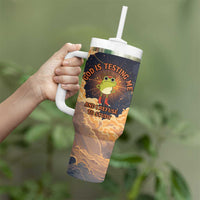 Grumpy Frog Tumbler With Handle with Refuse to Study Quote and Starburst Pattern