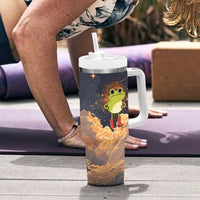 Grumpy Frog Tumbler With Handle with Refuse to Study Quote and Starburst Pattern