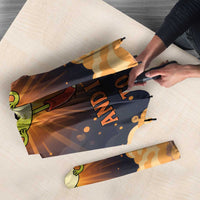 Grumpy Frog Umbrella with Refuse to Study Quote and Starburst Pattern