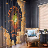 Grumpy Frog Window Curtain with Refuse to Study Quote and Starburst Pattern