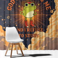 Grumpy Frog Window Curtain with Refuse to Study Quote and Starburst Pattern
