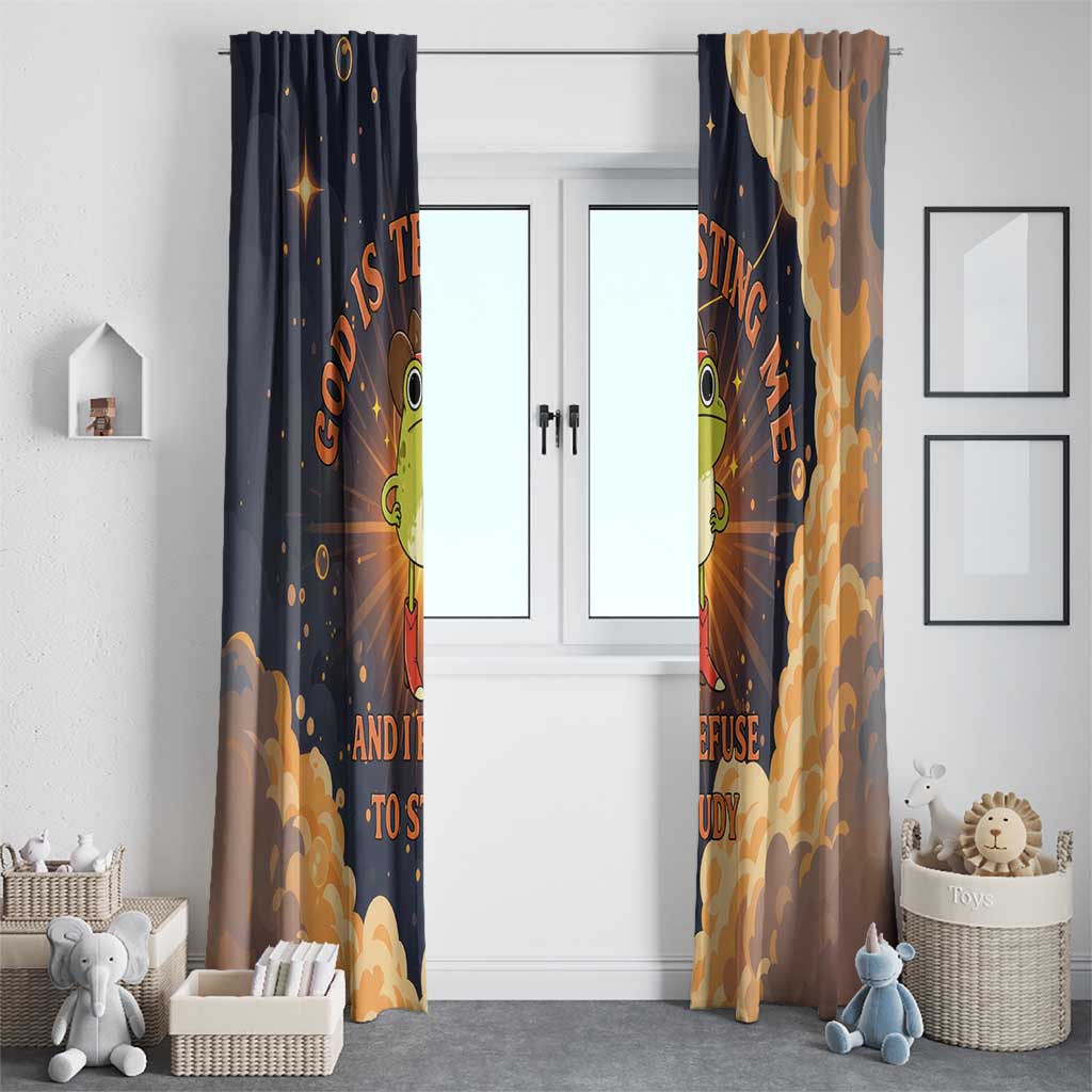 Grumpy Frog Window Curtain with Refuse to Study Quote and Starburst Pattern