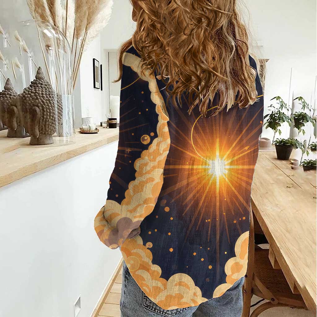 Grumpy Frog Women Casual Shirt with Refuse to Study Quote and Starburst Pattern