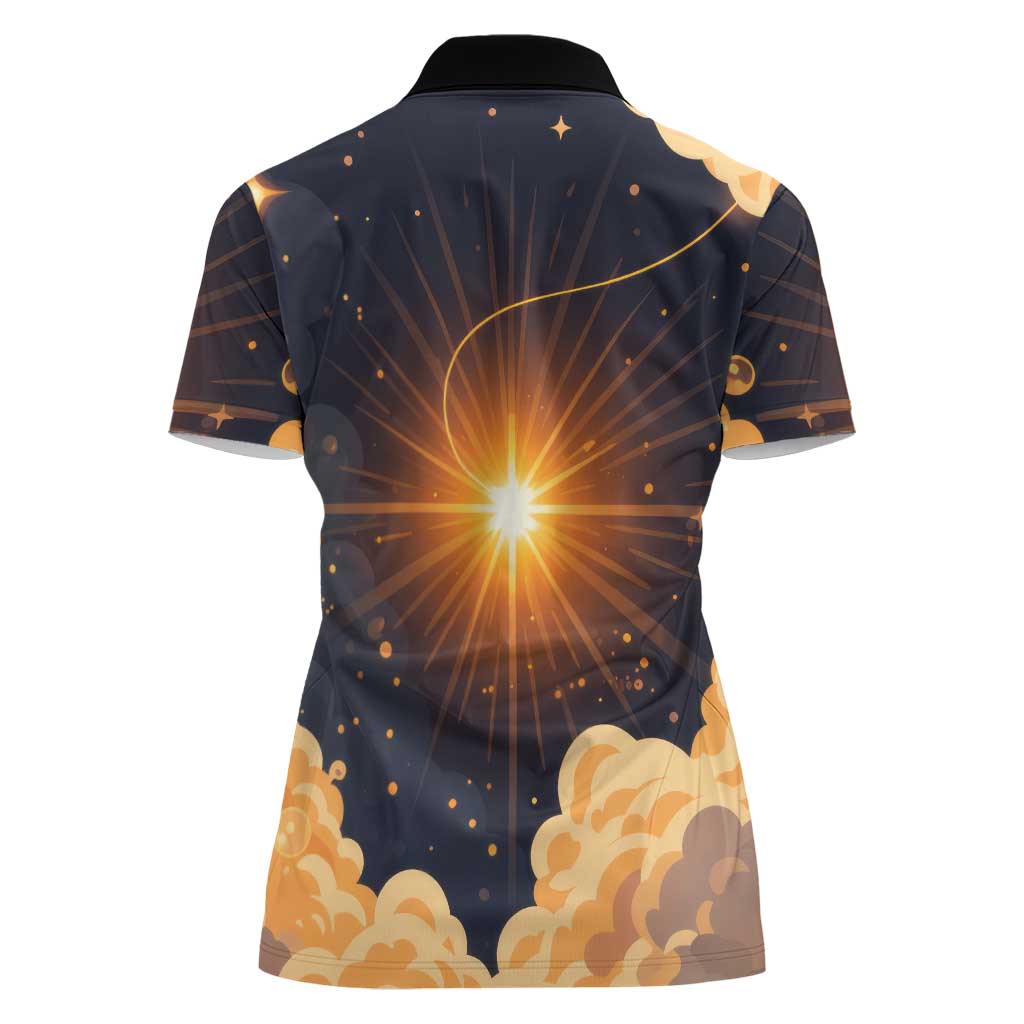 Grumpy Frog Women Polo Shirt with Refuse to Study Quote and Starburst Pattern