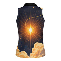 Grumpy Frog Women Sleeveless Polo Shirt with Refuse to Study Quote and Starburst Pattern