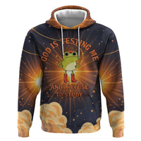 Grumpy Frog Zip Hoodie with Refuse to Study Quote and Starburst Pattern