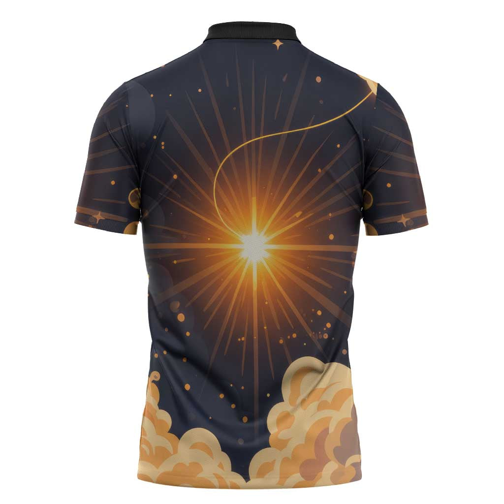 Grumpy Frog Zipper Polo Shirt with Refuse to Study Quote and Starburst Pattern