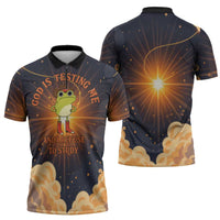 Grumpy Frog Zipper Polo Shirt with Refuse to Study Quote and Starburst Pattern