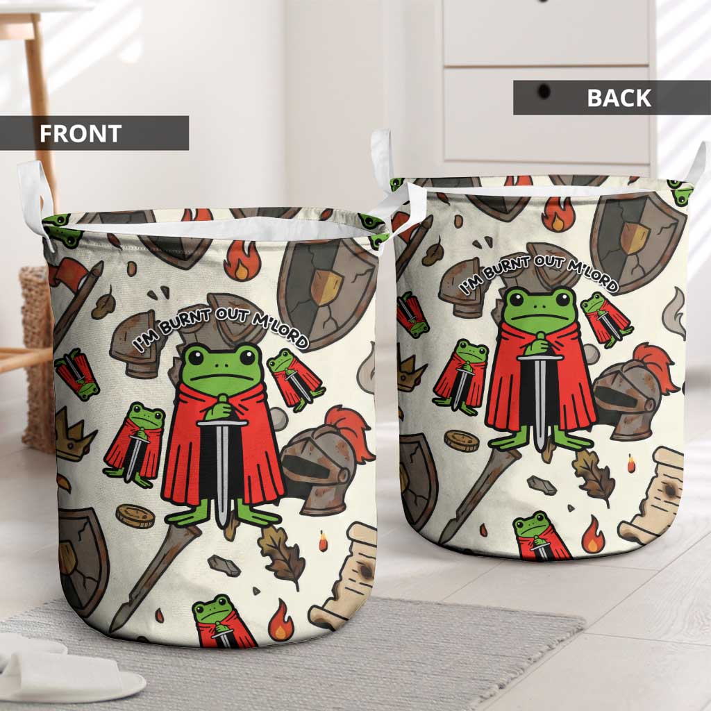 Funny Cartoon Knight Frog Laundry Basket Medieval Mood Meme