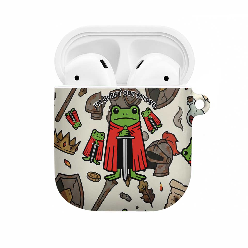 Funny Cartoon Knight Frog AirPods Case Medieval Mood Meme