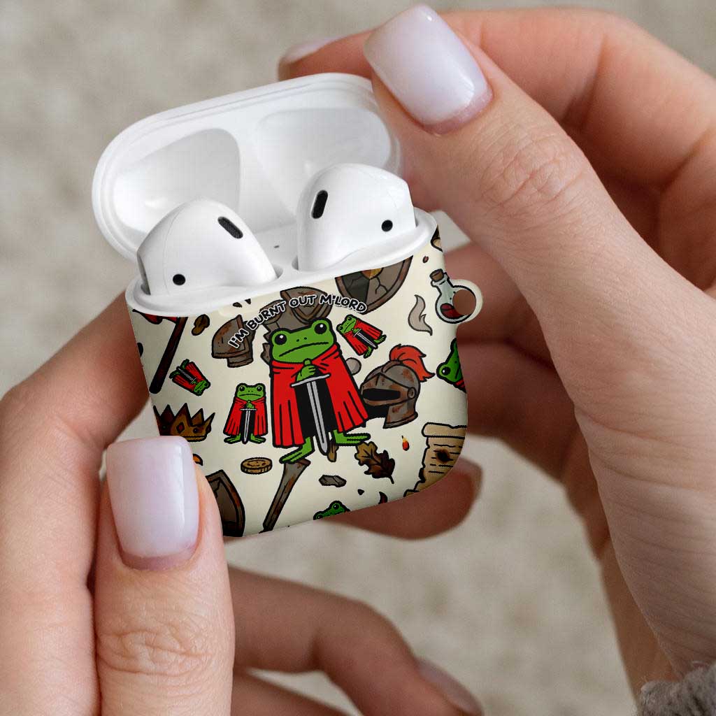 Funny Cartoon Knight Frog AirPods Case Medieval Mood Meme
