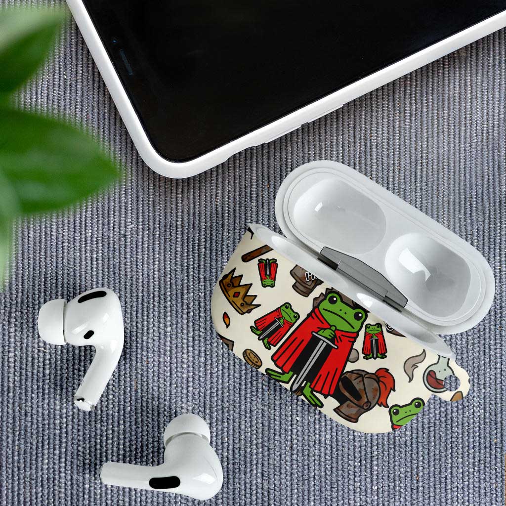 Funny Cartoon Knight Frog AirPods Case Medieval Mood Meme
