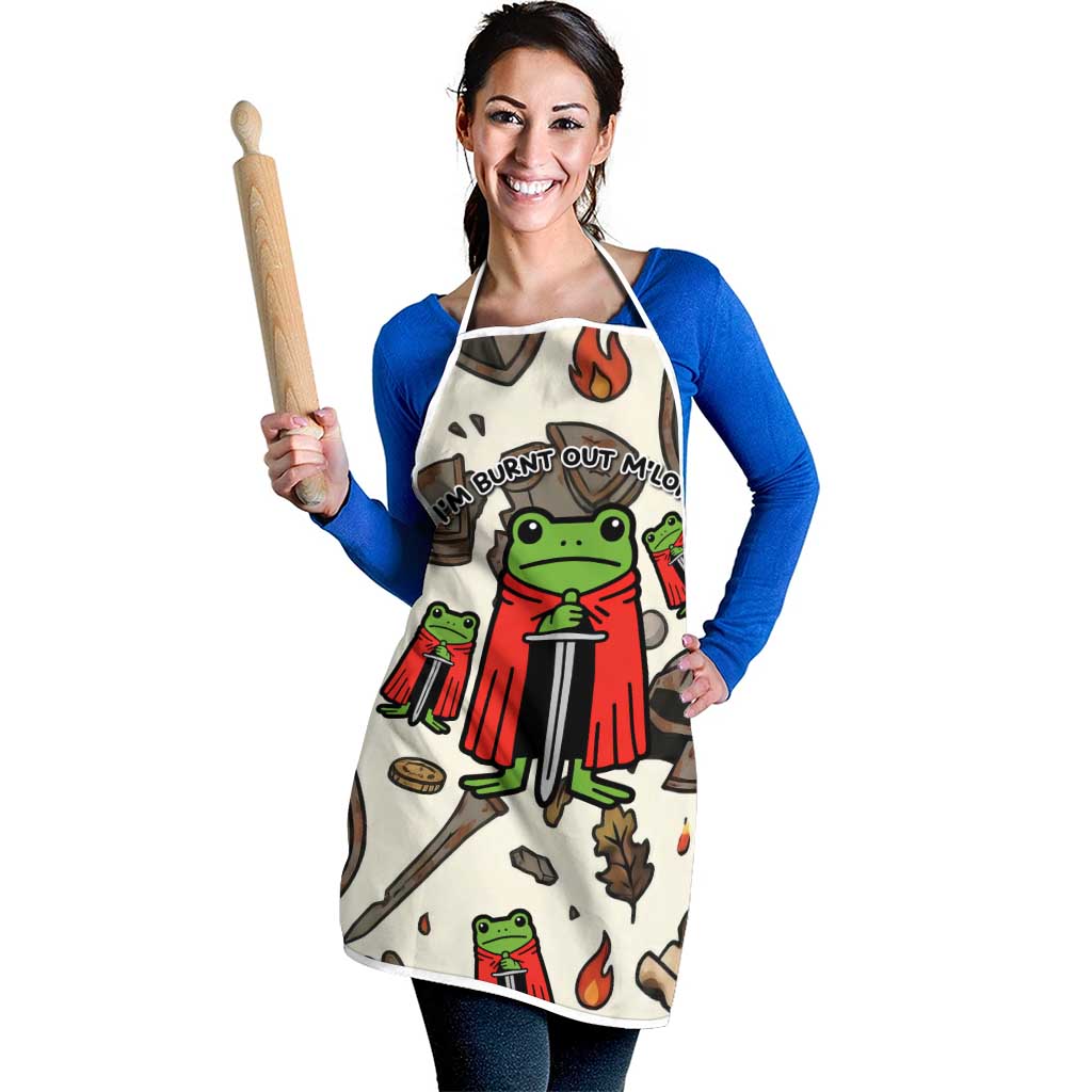 Funny Cartoon Knight Frog Apron Medieval Mood Meme