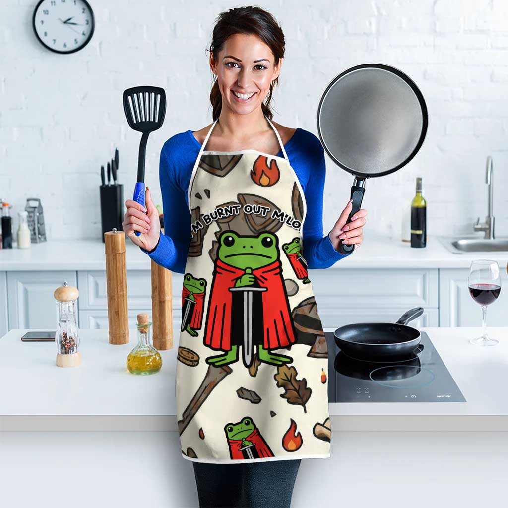 Funny Cartoon Knight Frog Apron Medieval Mood Meme