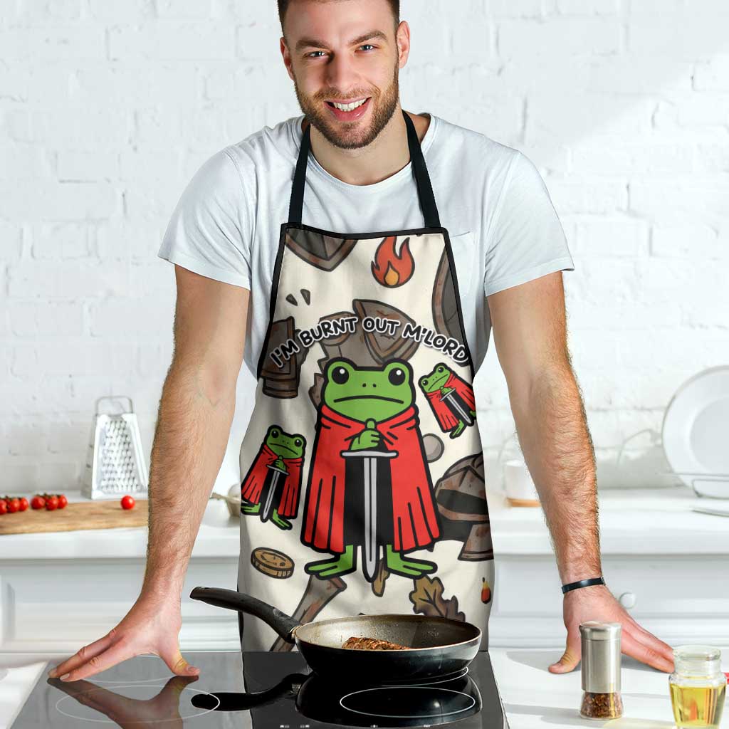 Funny Cartoon Knight Frog Apron Medieval Mood Meme