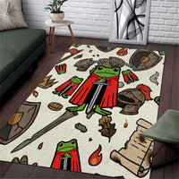 Funny Cartoon Knight Frog Area Rug Medieval Mood Meme