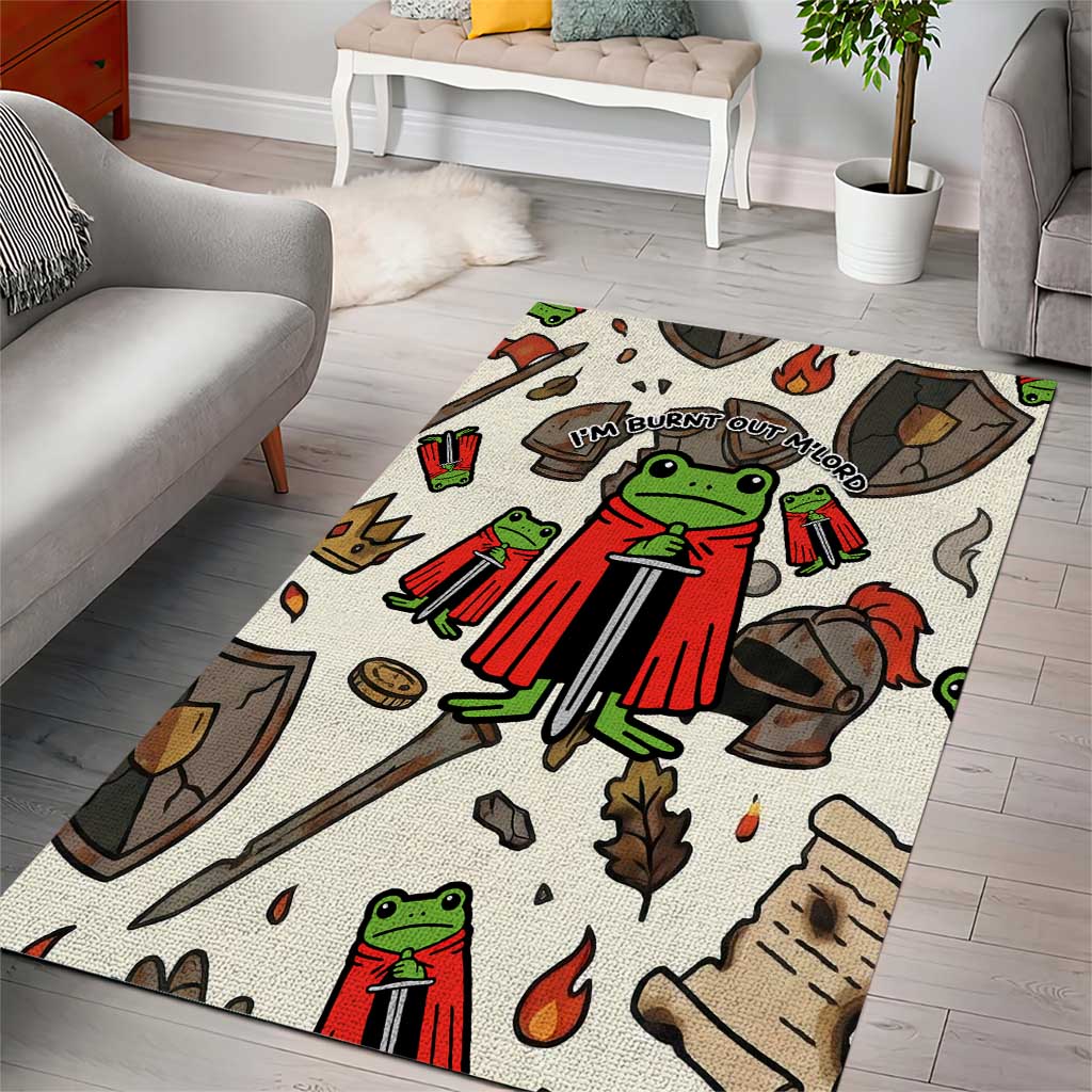 Funny Cartoon Knight Frog Area Rug Medieval Mood Meme