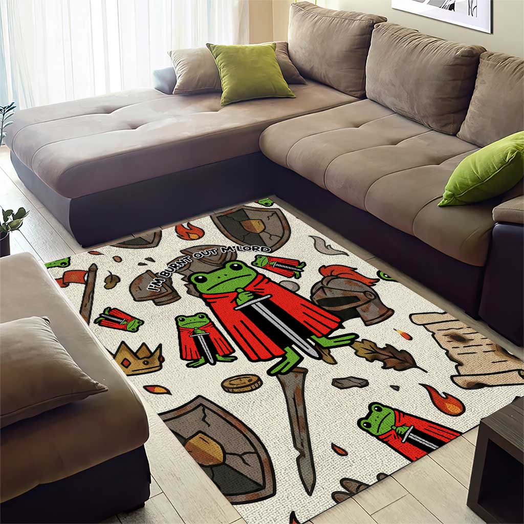 Funny Cartoon Knight Frog Area Rug Medieval Mood Meme