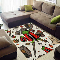 Funny Cartoon Knight Frog Area Rug Medieval Mood Meme