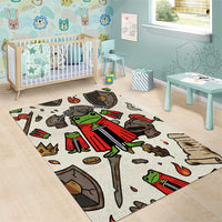 Funny Cartoon Knight Frog Area Rug Medieval Mood Meme