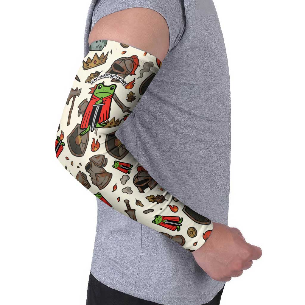 Funny Cartoon Knight Frog Arm Sleeves Medieval Mood Meme