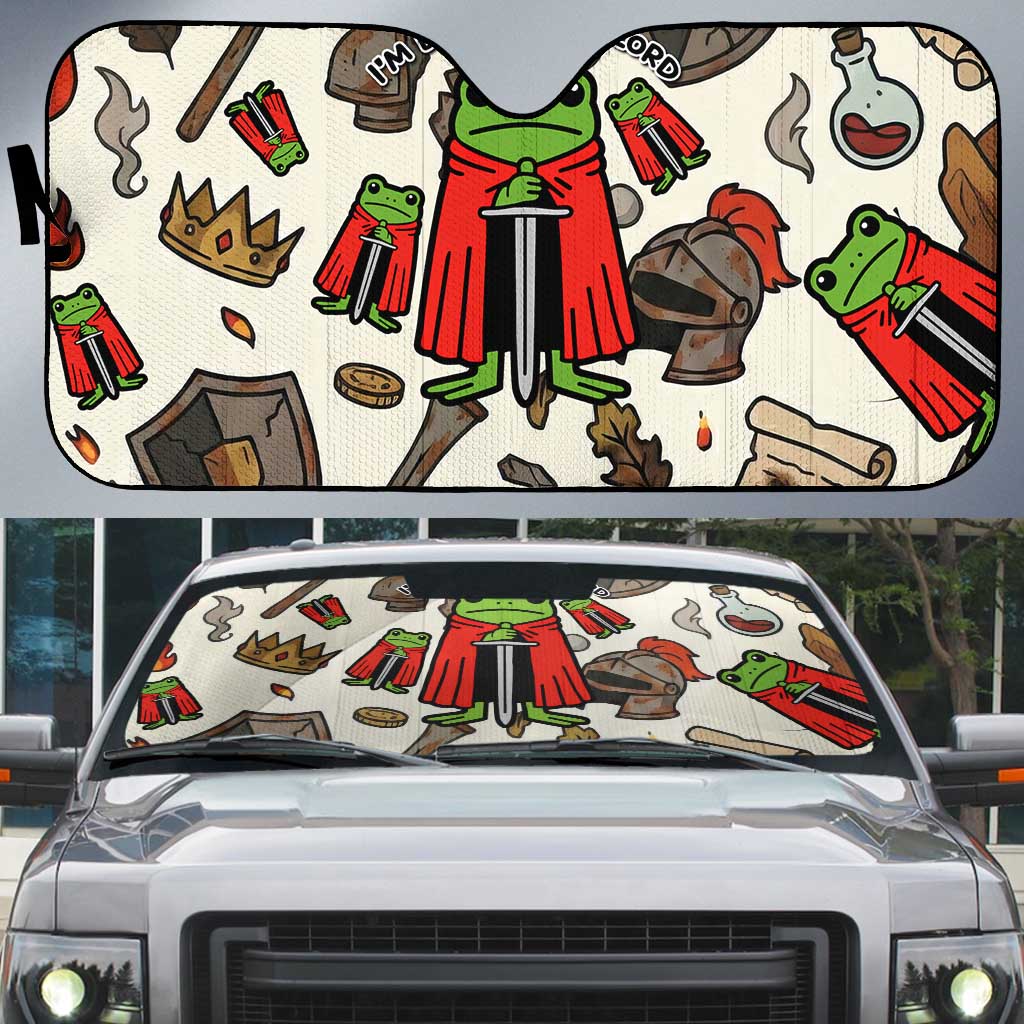 Funny Cartoon Knight Frog Auto Sun Shade Medieval Mood Meme