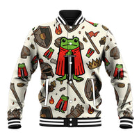 Funny Cartoon Knight Frog Baseball Jacket Medieval Mood Meme