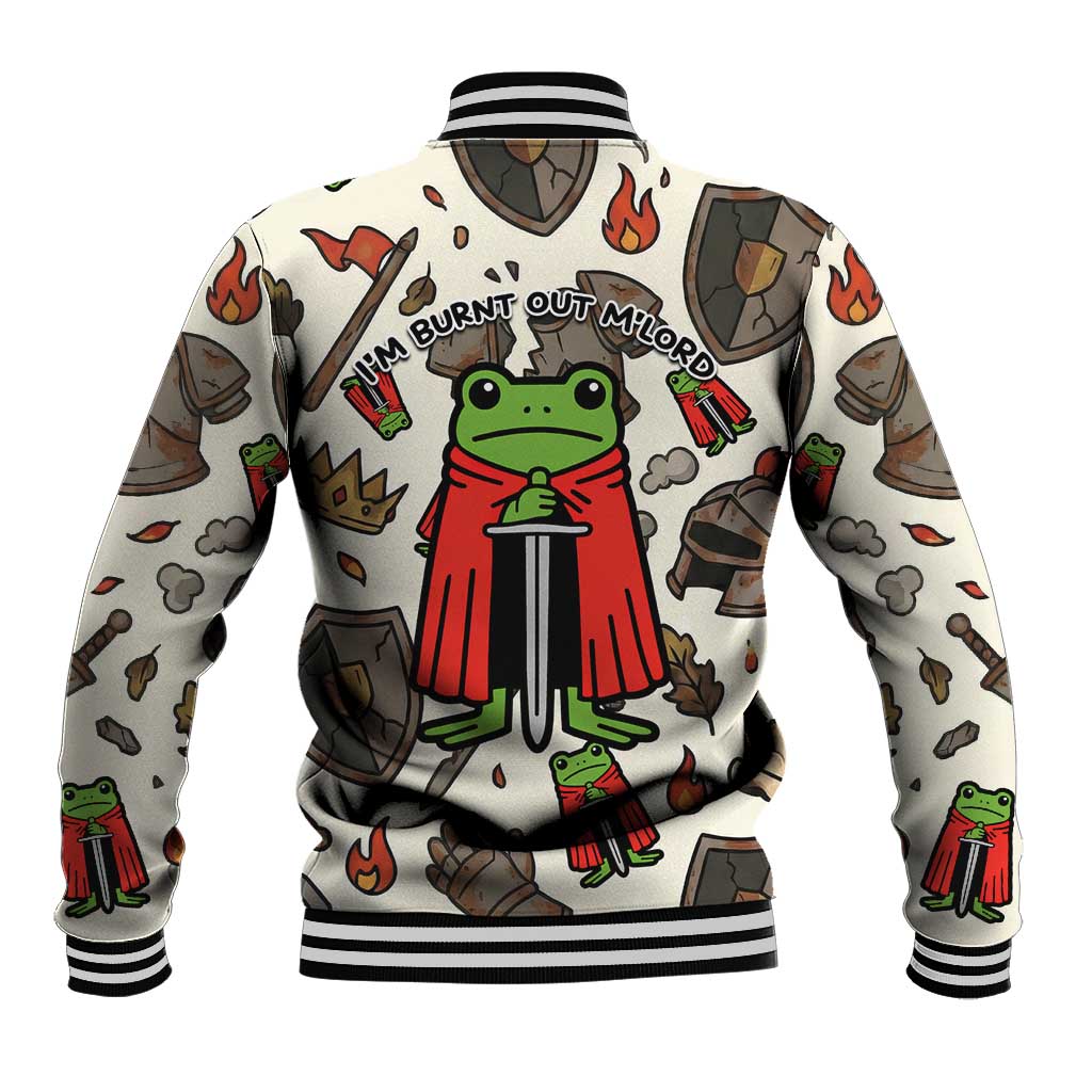 Funny Cartoon Knight Frog Baseball Jacket Medieval Mood Meme