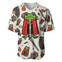 Funny Cartoon Knight Frog Baseball Jersey Medieval Mood Meme