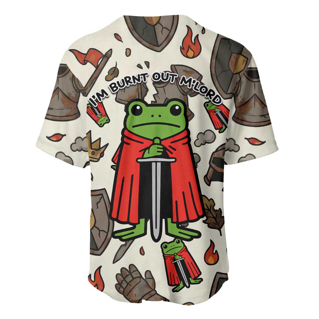 Funny Cartoon Knight Frog Baseball Jersey Medieval Mood Meme