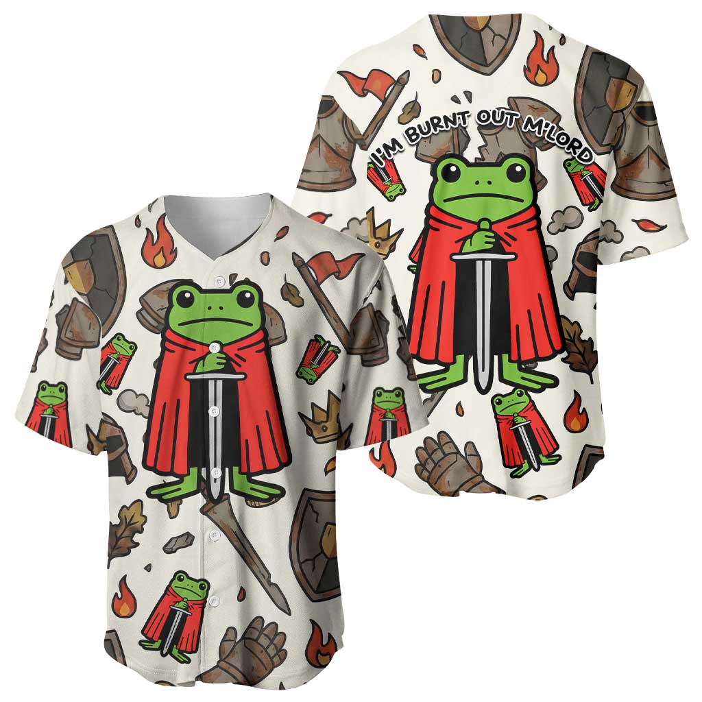 Funny Cartoon Knight Frog Baseball Jersey Medieval Mood Meme