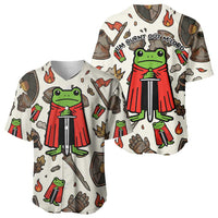 Funny Cartoon Knight Frog Baseball Jersey Medieval Mood Meme