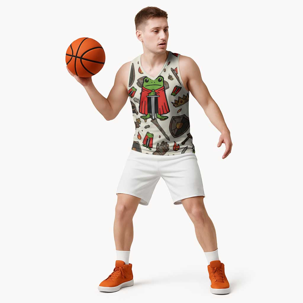 Funny Cartoon Knight Frog Basketball Jersey Medieval Mood Meme