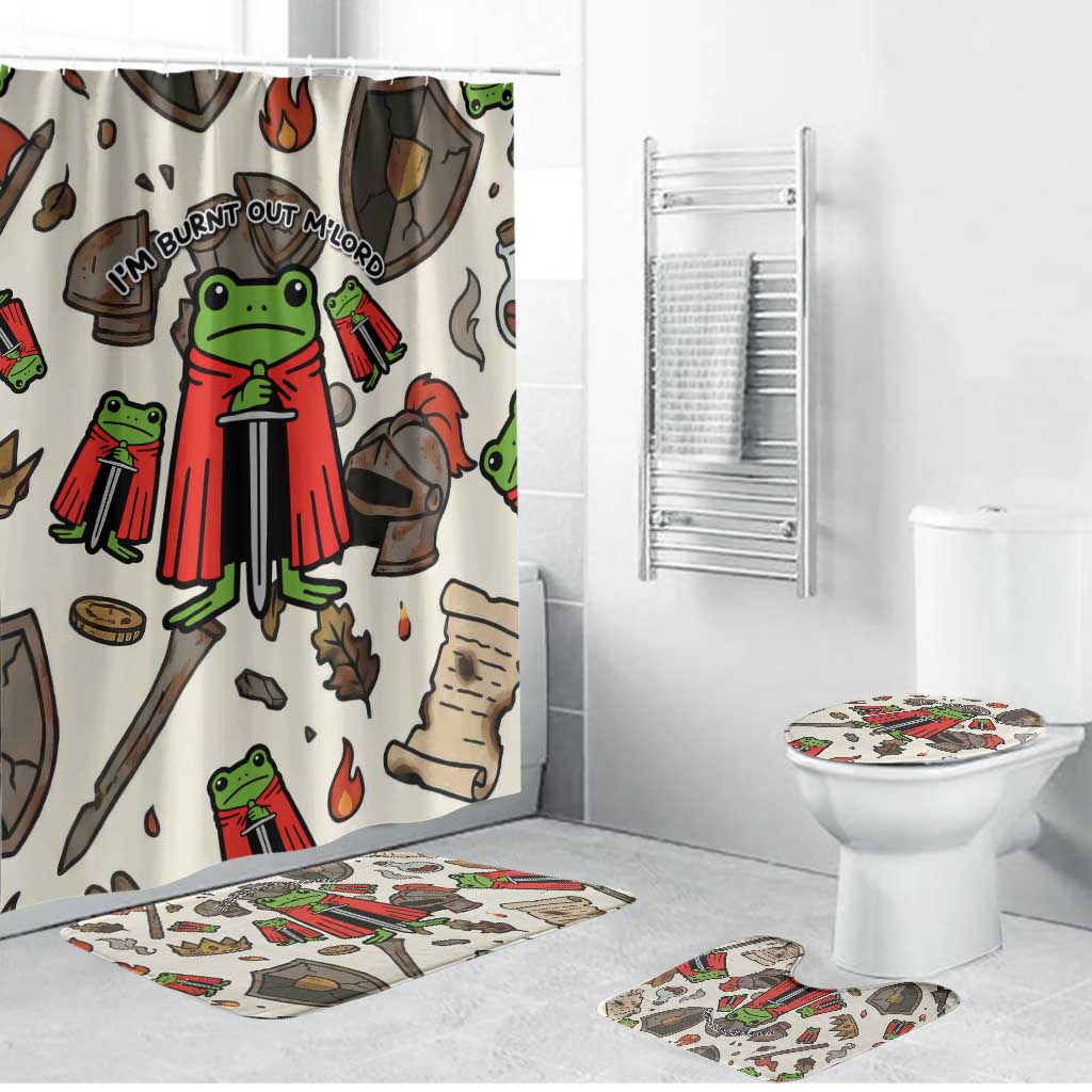 Funny Cartoon Knight Frog Bathroom Set Medieval Mood Meme