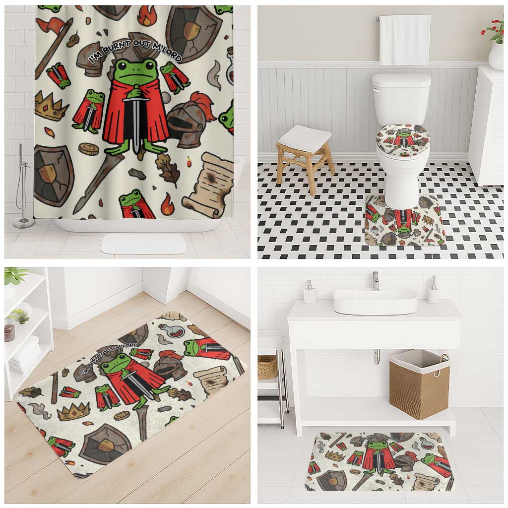 Funny Cartoon Knight Frog Bathroom Set Medieval Mood Meme