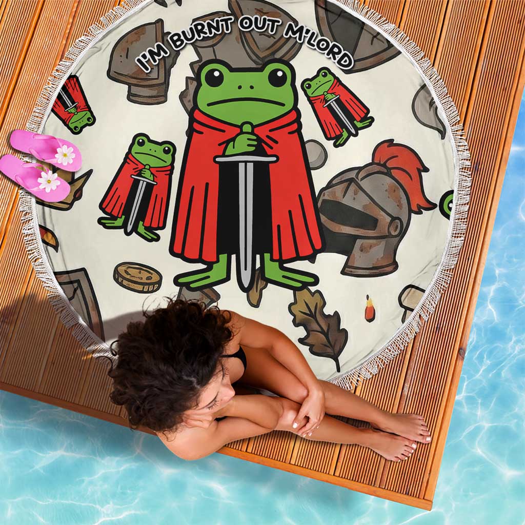 Funny Cartoon Knight Frog Beach Blanket Medieval Mood Meme
