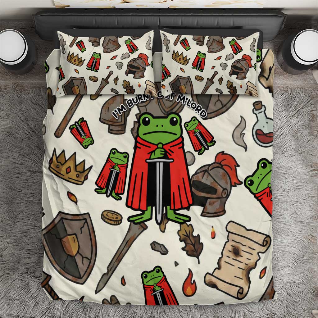 Funny Cartoon Knight Frog Bedding Set Medieval Mood Meme