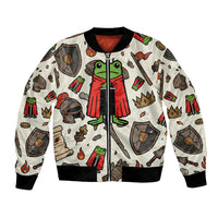 Funny Cartoon Knight Frog Bomber Jacket Medieval Mood Meme