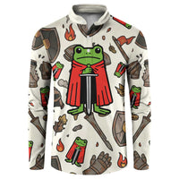 Funny Cartoon Knight Frog Button Sweatshirt Medieval Mood Meme