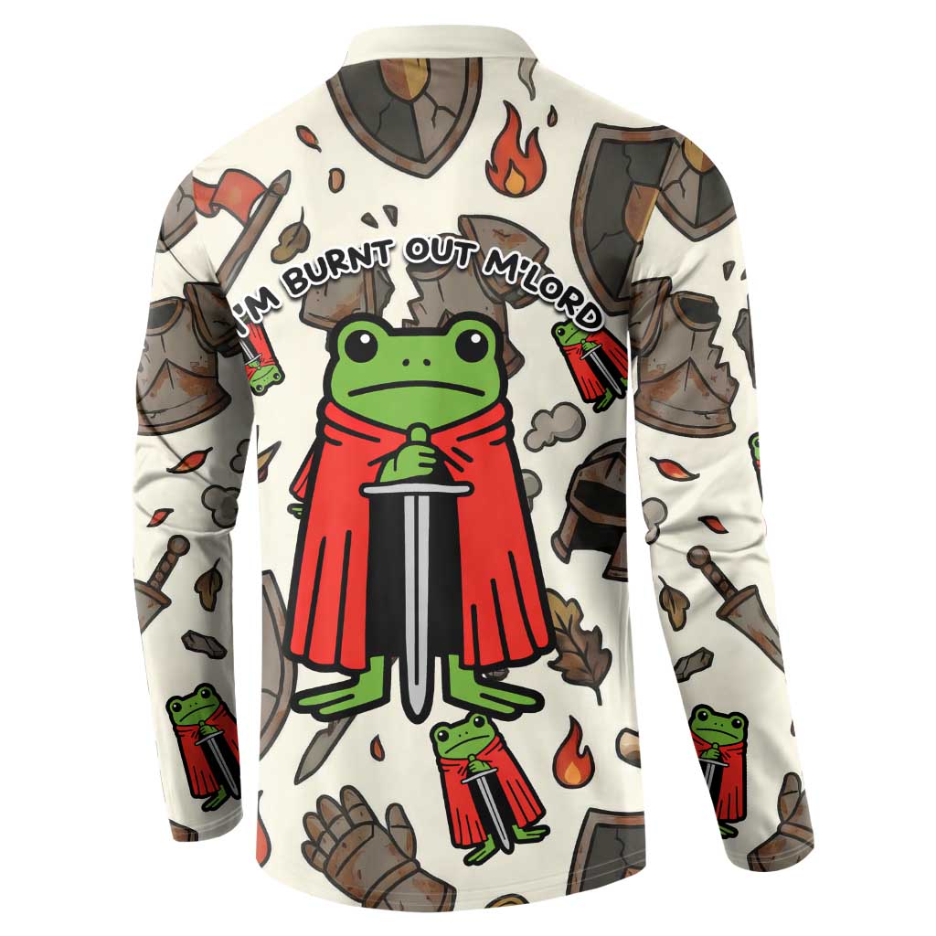 Funny Cartoon Knight Frog Button Sweatshirt Medieval Mood Meme
