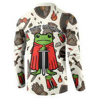 Funny Cartoon Knight Frog Button Sweatshirt Medieval Mood Meme