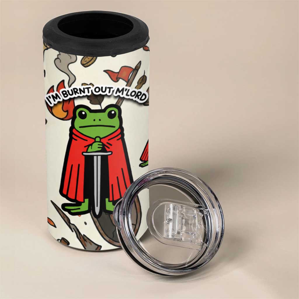 Funny Cartoon Knight Frog 4 in 1 Can Cooler Tumbler Medieval Mood Meme