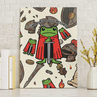 Funny Cartoon Knight Frog Canvas Wall Art Medieval Mood Meme